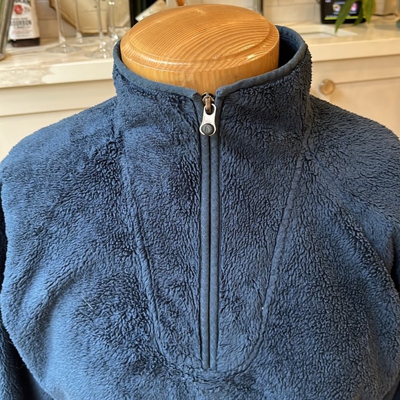 EUC The North Face Mossbud blue sherpa high neck fleece 1/4 zip w side pockets. - Picture 2 of 7